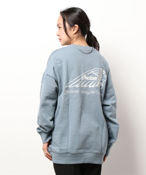 INDIAN(インディアン)の「【Bl】【INDIAN】刺繍+フロッキー オーバーサイズトレーナー(スウェット・レディース・ブラック/オフホワイト/グリーン/ブルーグレー/グレイッシュベージュ・LARGE/MEDIUM/X-LARGE)」の10枚目の写真