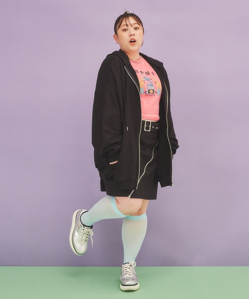 PUNYUS（プニュズ）の「スーパービッグジップパーカー（パーカー・レディース・杢グレー/ホワイト/グリーン/ブラック/ブルー/カーキ/パープル・3/2/4）」の18枚目の写真