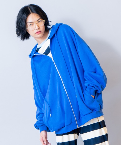 PUNYUS（プニュズ）の「スーパービッグジップパーカー（パーカー・レディース・杢グレー/ホワイト/グリーン/ブラック/ブルー/カーキ/パープル・3/2/4）」の15枚目の写真