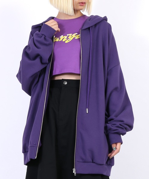 PUNYUS（プニュズ）の「スーパービッグジップパーカー（パーカー・レディース・杢グレー/ホワイト/グリーン/ブラック/ブルー/カーキ/パープル・3/2/4）」の17枚目の写真