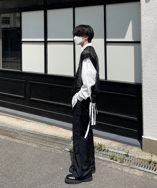 Chikashitsu +（チカシツプラス）の「【Chikashitsu +/チカシツプラス】design v neck vest/Vネックベスト 重ね着 レイヤード ベスト（ベスト・メンズ・ホワイト/ブラック/グリーン・ONE SIZE）」の21枚目の写真