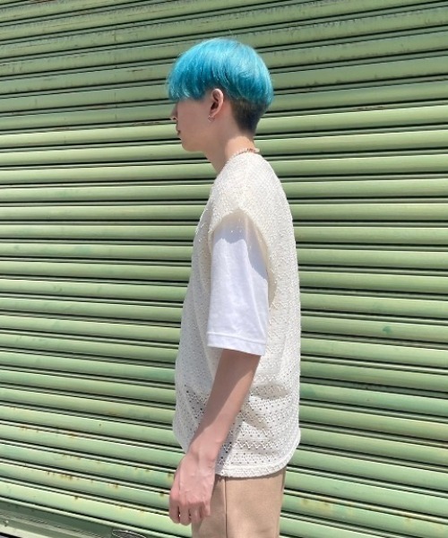 Chikashitsu +（チカシツプラス）の「【Chikashitsu +/チカシツプラス】design v neck vest/Vネックベスト 重ね着 レイヤード ベスト（ベスト・メンズ・ホワイト/ブラック/グリーン・ONE SIZE）」の9枚目の写真