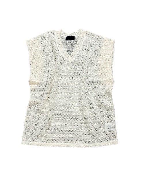 Chikashitsu +（チカシツプラス）の「【Chikashitsu +/チカシツプラス】design v neck vest/Vネックベスト 重ね着 レイヤード ベスト（ベスト・メンズ・ホワイト/ブラック/グリーン・ONE SIZE）」の6枚目の写真