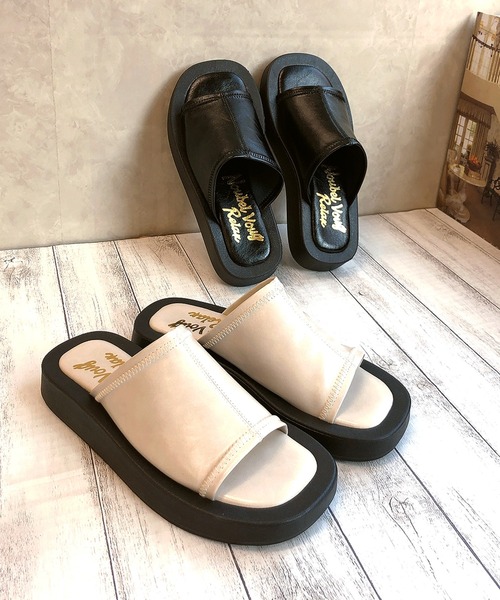Noubel Voug Relax（ヌーベルヴォーグリラックス）の「厚底スライドサンダル（サンダル・レディース・ブラック/アイボリー・LL/3L/S/M/L）」の8枚目の写真