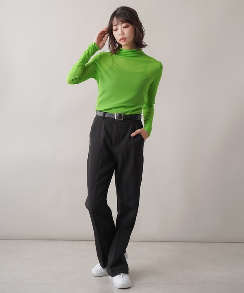 SPINNS（スピンズ）の「シアータートルネックカラーカットソー（Tシャツ/カットソー・レディース・ホワイト/ブラック/パープル/ピンク/ライム/ブルー/オレンジ/アイボリー・ONESIZE）」の17枚目の写真