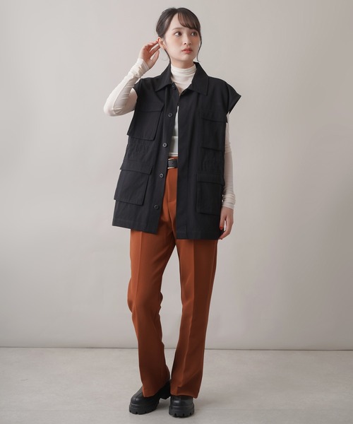 SPINNS（スピンズ）の「シアータートルネックカラーカットソー（Tシャツ/カットソー・レディース・ホワイト/ブラック/パープル/ピンク/ライム/ブルー/オレンジ/アイボリー・ONESIZE）」の20枚目の写真