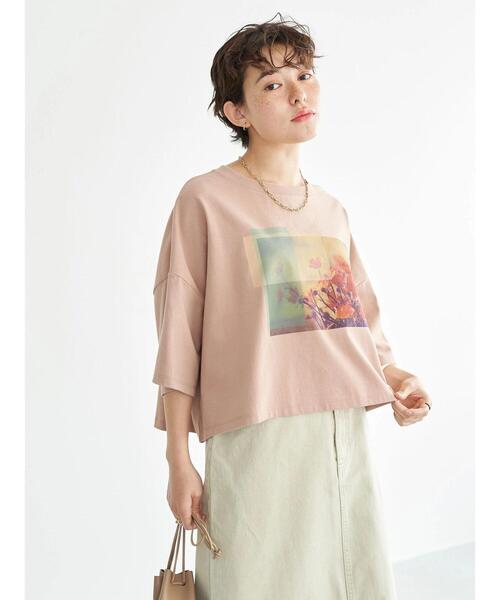 earth music&ecology（アースミュージックアンドエコロジー）の「ショート丈フォトTシャツ（Tシャツ/カットソー・レディース・ブラウン/オフホワイト/ピンクベージュ・FREE）」の16枚目の写真