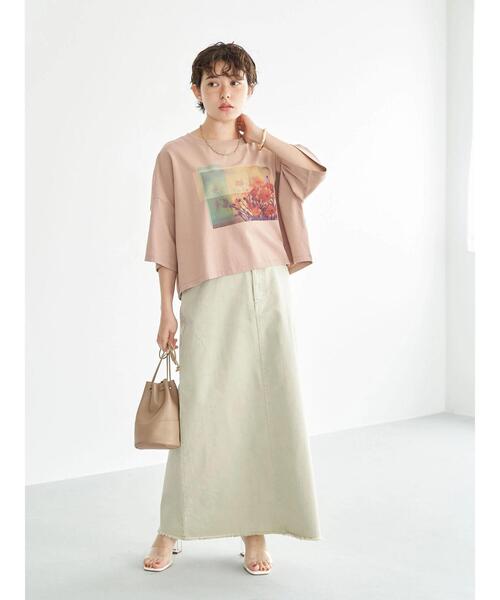 earth music&ecology（アースミュージックアンドエコロジー）の「ショート丈フォトTシャツ（Tシャツ/カットソー・レディース・ブラウン/オフホワイト/ピンクベージュ・FREE）」の18枚目の写真