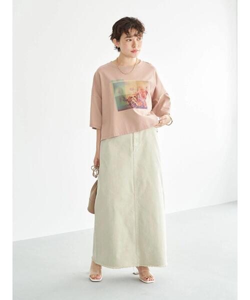 earth music&ecology（アースミュージックアンドエコロジー）の「ショート丈フォトTシャツ（Tシャツ/カットソー・レディース・ブラウン/オフホワイト/ピンクベージュ・FREE）」の19枚目の写真