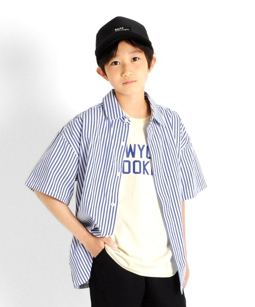 GLAZOS(グラソス)の「天竺・USAコットンドロップショルダーカレッジロゴ半袖Tシャツ(Tシャツ/カットソー・キッズ・ブラウン/オフホワイト/ネイビー・170cm/150cm/140cm/130cm/160cm)」の2枚目の写真