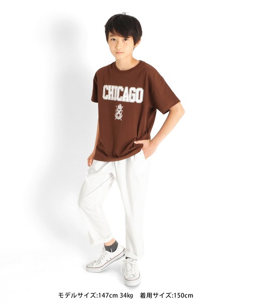 GLAZOS(グラソス)の「天竺・USAコットンドロップショルダーカレッジロゴ半袖Tシャツ(Tシャツ/カットソー・キッズ・ブラウン/オフホワイト/ネイビー・170cm/150cm/140cm/130cm/160cm)」の13枚目の写真
