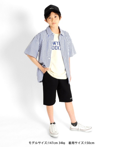 GLAZOS(グラソス)の「天竺・USAコットンドロップショルダーカレッジロゴ半袖Tシャツ(Tシャツ/カットソー・キッズ・ブラウン/オフホワイト/ネイビー・170cm/150cm/140cm/130cm/160cm)」の16枚目の写真