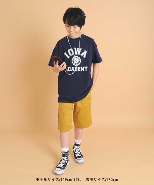 GLAZOS(グラソス)の「天竺・USAコットンドロップショルダーカレッジロゴ半袖Tシャツ(Tシャツ/カットソー・キッズ・ブラウン/オフホワイト/ネイビー・170cm/150cm/140cm/130cm/160cm)」の18枚目の写真