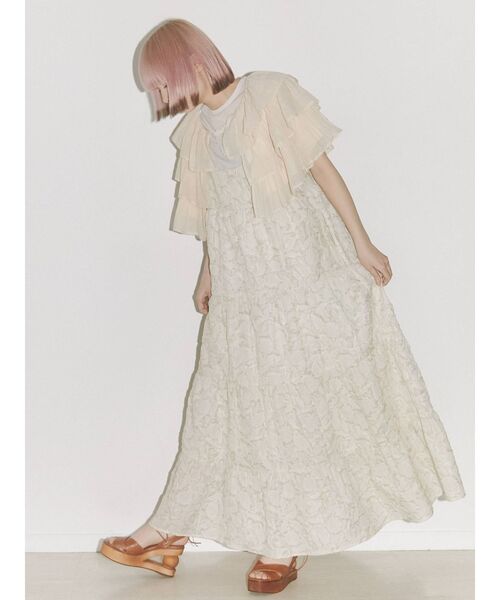 merry jenny（メリージェニー）の「tulipジャガードティアードキャミワンピース（ワンピース・レディース・アイボリー/ライトブルー・FREE）」の13枚目の写真