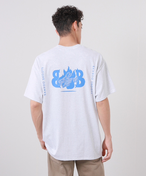 BAMBOO SHOOTS(バンブーシュート)の「【BAMBOO SHOOTS/バンブーシュート】B/F/B / 焚火プリント Tシャツ(Tシャツ/カットソー・メンズ・ライトグレー・MEDIUM/LARGE/X-LARGE)」の1枚目の写真
