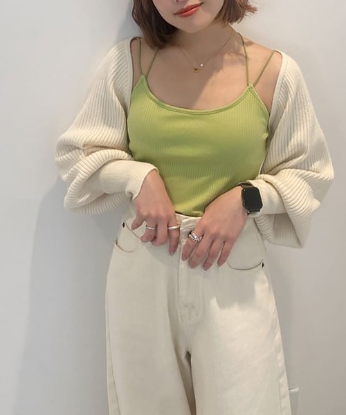 FREE'S MART（フリーズマート）の「◇カップ付きリブキャミソール（キャミソール・レディース・ホワイト/ブラック/ライトグリーン・FREE）」の3枚目の写真