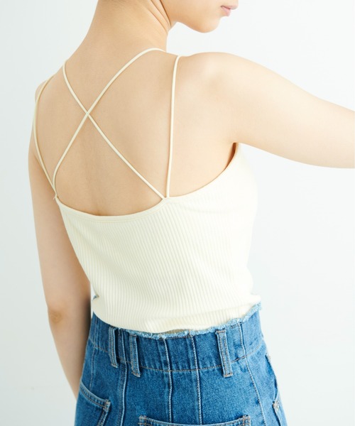FREE'S MART（フリーズマート）の「◇カップ付きリブキャミソール（キャミソール・レディース・ホワイト/ブラック/ライトグリーン・FREE）」の7枚目の写真