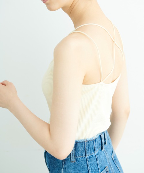 FREE'S MART（フリーズマート）の「◇カップ付きリブキャミソール（キャミソール・レディース・ホワイト/ブラック/ライトグリーン・FREE）」の8枚目の写真