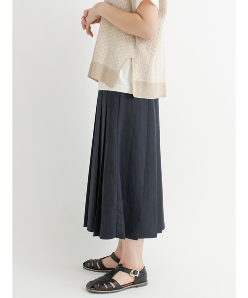 Lugnoncure(ルノンキュール)の「麻調プリーツスカート(スカート・レディース・ベージュ/ネイビー/オレンジ・フリ-)」の7枚目の写真