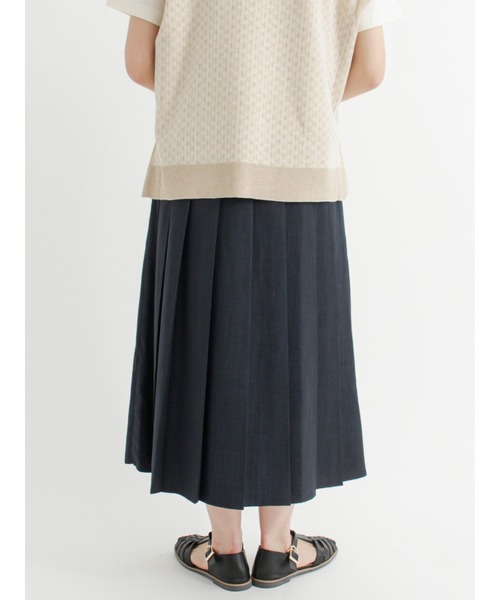 Lugnoncure(ルノンキュール)の「麻調プリーツスカート(スカート・レディース・ベージュ/ネイビー/オレンジ・フリ-)」の8枚目の写真