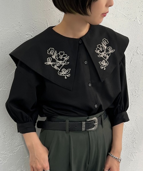apres jour mignon(アプレジュールミニョン)の「襟刺繍ブラウス【ZOZOTOWN限定アイテム】(シャツ/ブラウス・レディース・ブラック/オフホワイト/ブルー・X-LARGE/フリー)」の11枚目の写真