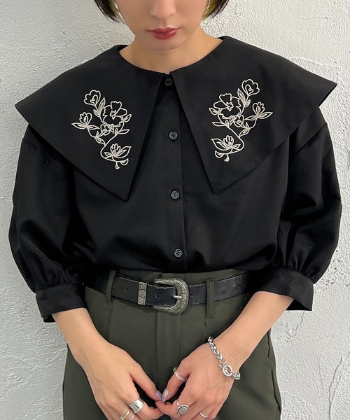 apres jour mignon(アプレジュールミニョン)の「襟刺繍ブラウス【ZOZOTOWN限定アイテム】(シャツ/ブラウス・レディース・ブラック/オフホワイト/ブルー・X-LARGE/フリー)」の12枚目の写真