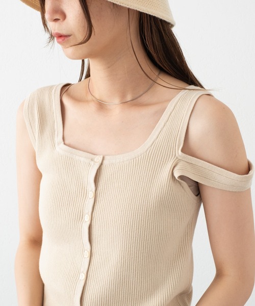 Kastane（カスタネ）の「肩スリットあきタンク（タンクトップ・レディース・イエロー/アイボリー/ピンク/ブラック・FREE）」の16枚目の写真