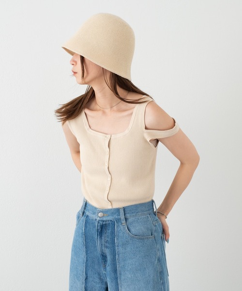 Kastane（カスタネ）の「肩スリットあきタンク（タンクトップ・レディース・イエロー/アイボリー/ピンク/ブラック・FREE）」の5枚目の写真