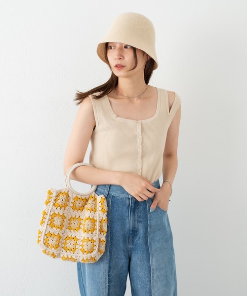 Kastane（カスタネ）の「肩スリットあきタンク（タンクトップ・レディース・イエロー/アイボリー/ピンク/ブラック・FREE）」の8枚目の写真