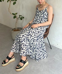 サイドライン花柄マーメイドキャミワンピ