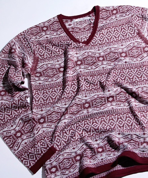 hardcover（ハードカバー）の「hardcover/ハイゲージジャガード編みスプリングニット（ニット/セーター・メンズ・ネイビー/グレー/ワインレッド・SMALL）」の2枚目の写真