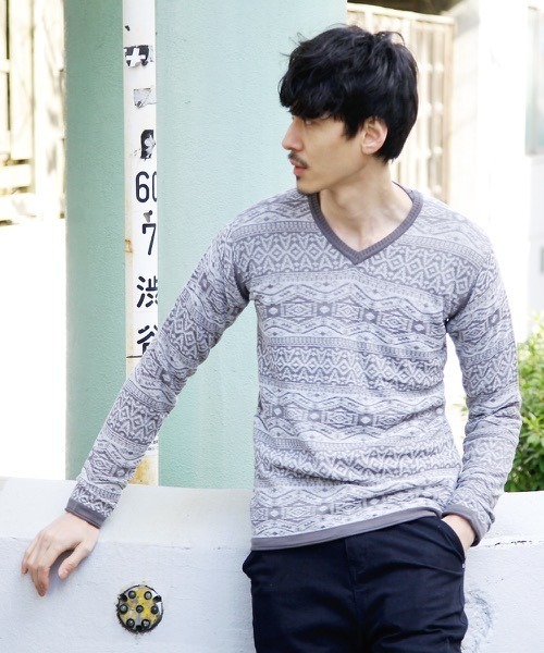 hardcover（ハードカバー）の「hardcover/ハイゲージジャガード編みスプリングニット（ニット/セーター・メンズ・ネイビー/グレー/ワインレッド・SMALL）」の17枚目の写真