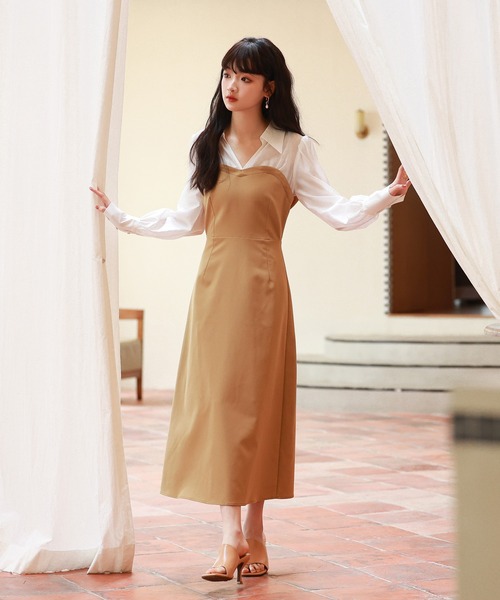 SAISON DE PAPILLON(セゾンドパピヨン)の「ドッキングビスチェワンピース(ワンピース・レディース・ベージュ/パープル/ブラック・S/M/L/XL)」の11枚目の写真