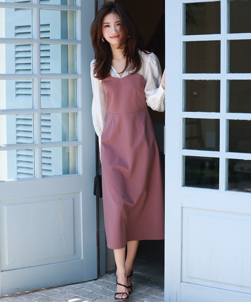 SAISON DE PAPILLON(セゾンドパピヨン)の「ドッキングビスチェワンピース(ワンピース・レディース・ベージュ/パープル/ブラック・S/M/L/XL)」の7枚目の写真