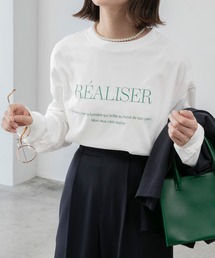 ラウンドヘム プリントロゴルーズロングTシャツ