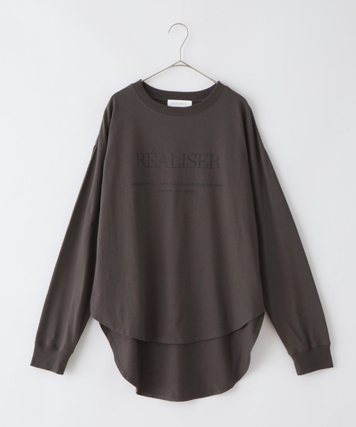 BONLECILL(ボンルシール)の「ラウンドヘム プリントロゴルーズロングTシャツ(Tシャツ/カットソー・レディース・ピンク/アイボリー/オートミール/チャコール・FREE)」の18枚目の写真