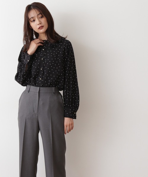 N.(N. Natural Beauty Basic)(エヌエヌナチュラルビューティーベーシック)の「【松井愛莉さん着用】◆プリーツフリルカラーブラウス(シャツ/ブラウス・レディース・ベージュ/ピンク/ドット・MEDIUM)」の11枚目の写真