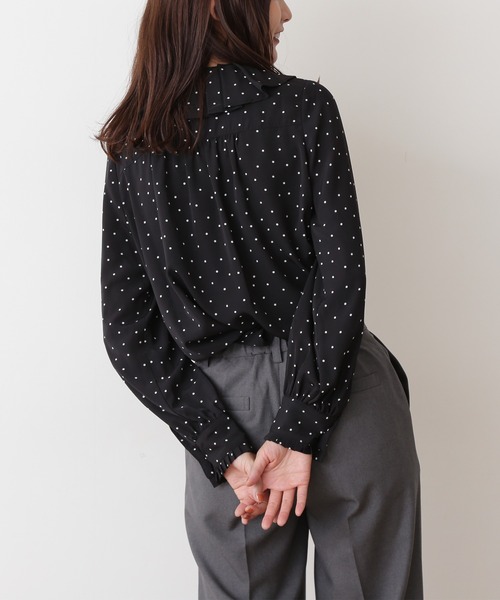 N.(N. Natural Beauty Basic)(エヌエヌナチュラルビューティーベーシック)の「【松井愛莉さん着用】◆プリーツフリルカラーブラウス(シャツ/ブラウス・レディース・ベージュ/ピンク/ドット・MEDIUM)」の10枚目の写真