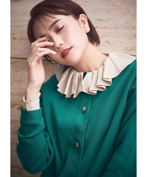 N.(N. Natural Beauty Basic)(エヌエヌナチュラルビューティーベーシック)の「【松井愛莉さん着用】◆プリーツフリルカラーブラウス(シャツ/ブラウス・レディース・ベージュ/ピンク/ドット・MEDIUM)」の17枚目の写真