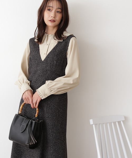 N.(N. Natural Beauty Basic)(エヌエヌナチュラルビューティーベーシック)の「【松井愛莉さん着用】◆プリーツフリルカラーブラウス(シャツ/ブラウス・レディース・ベージュ/ピンク/ドット・MEDIUM)」の20枚目の写真