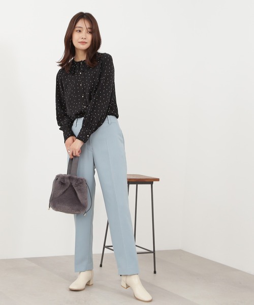 N.(N. Natural Beauty Basic)(エヌエヌナチュラルビューティーベーシック)の「【松井愛莉さん着用】◆プリーツフリルカラーブラウス(シャツ/ブラウス・レディース・ベージュ/ピンク/ドット・MEDIUM)」の15枚目の写真