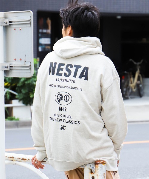 NESTA BRAND（ネスタブランド）の「JAPAN加工 ネスタ ロゴ プルパーカー（パーカー・メンズ・ブラック/ホワイト/ホワイト系その他/杢グレー・M/L/XL/XXL）」の3枚目の写真