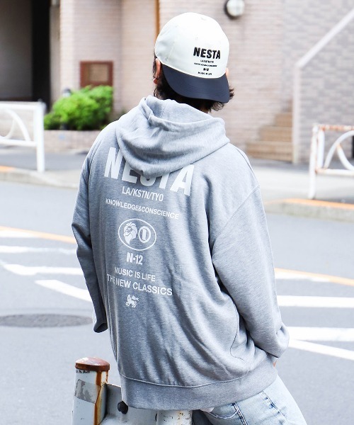 NESTA BRAND（ネスタブランド）の「JAPAN加工 ネスタ ロゴ プルパーカー（パーカー・メンズ・ブラック/ホワイト/ホワイト系その他/杢グレー・M/L/XL/XXL）」の4枚目の写真