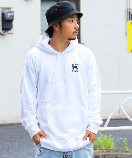 NESTA BRAND（ネスタブランド）の「JAPAN加工 ネスタ ロゴ プルパーカー（パーカー・メンズ・ブラック/ホワイト/ホワイト系その他/杢グレー・M/L/XL/XXL）」の2枚目の写真