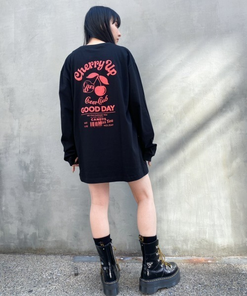 Candy Stripper（キャンディストリッパー）の「CHERRY UP L/S Tシャツ（Tシャツ/カットソー・レディース・ブラック/オフホワイト/ラベンダー・2）」の2枚目の写真