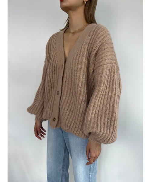 AMAIL（アマイル）の「Volume sleeve loose cd（カーディガン/ボレロ・レディース・ベージュ/ピンク/ラベンダー・FREE）」の6枚目の写真