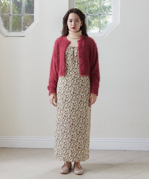 TINA：JOJUN（ティーナジョジュン）の「シャギー ニットカーディガン TINA：JOJUN（カーディガン/ボレロ・レディース・アイボリー/ピンクベージュ/ローズ/ライトグリーン/ベビーピンク/ネイビー/グレー/クリーム・M）」の18枚目の写真