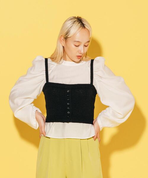 CITEN(シテン)の「<CITEN>シアー パワーショルダー ブラウス(シャツ/ブラウス・レディース・ブラック/オフホワイト・FREE)」の9枚目の写真