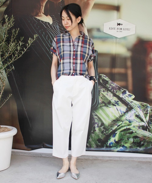 EDIT. FOR LULU（エディットフォールル）の「◆ストレッチタック ワイド9分丈パンツ（その他パンツ・レディース・ホワイト/ブラウン系その他/ネイビー・34/38/36）」の21枚目の写真