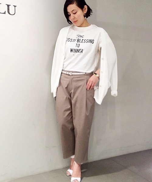 EDIT. FOR LULU（エディットフォールル）の「◆ストレッチタック ワイド9分丈パンツ（その他パンツ・レディース・ホワイト/ブラウン系その他/ネイビー・34/38/36）」の16枚目の写真